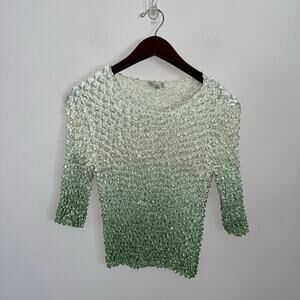 Y2K Green Gradient Pop Corn Bubble Super Streth Micro T-Shirt (0616)